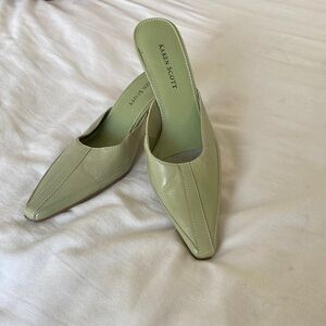 Karen Scott Cass Slide Mules pointed Toe Green